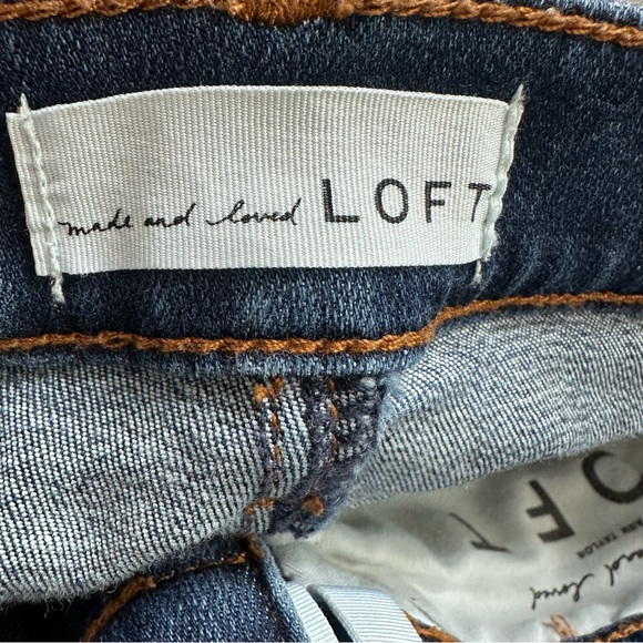 LOFT Dark Blue Skinny Jeans with Patterned Embroidered Cuffs Women's 2 (26") - Picture 6 of 12